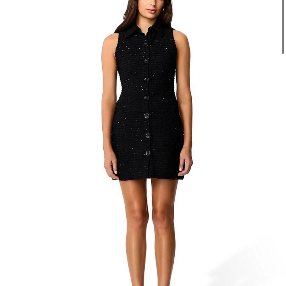 Black Sleeveless Buttoned Mini Dress